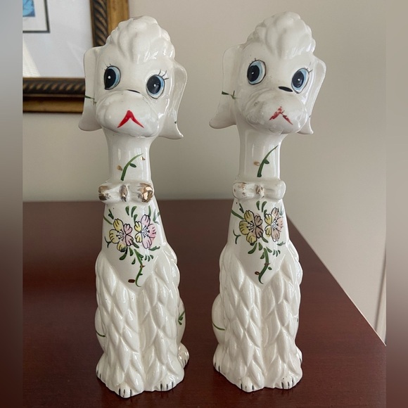 Set of 2 Vintage Retro Royal Sealy Japan POODLE Dog Tall Skinny Figurines 50s - Picture 1 of 9